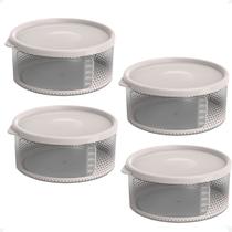 4 Pote Para Alimentos Transparente Redondo 700 ml Com Tampa