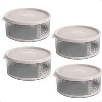 4 Pote Para Alimentos Transparente Redondo 700 Ml Com Tampa