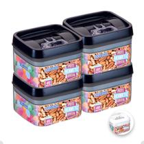 4 Pote Porta Mantimento Cozinha Hermético Transparente 400ml
