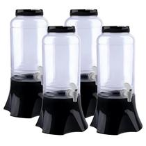 4 Pote Suqueira com Suporte Preta 3,5LT Grande Multiuso Dispenser Produtos de Limpeza