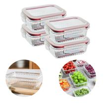 4 Pote Trava Hemertico Vidro Frezzer Micro-ondas Forno 640ml 4 Pote Trava Hemertico Vidro Frezzer Micro-ondas Forno 640ml