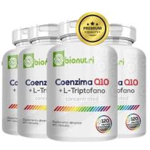 4 Potes Coenzima Q10 + L-Triptofano 500mg Pura 480 Cáps 8 Mêses Tratamento - Bionutri