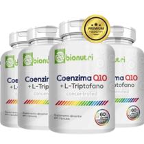 4 Potes Coenzima Q10 + L-Triptofano 500mg Pura Premium Ubiquinol 100% Absorção 240 Cáps - Bionutri