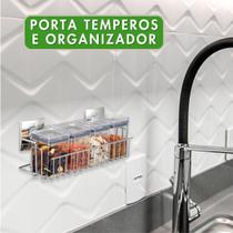 4 Potes Herméticos Transparentes Para Temperos e Condimento Com Tampa Instalação Sem Furos