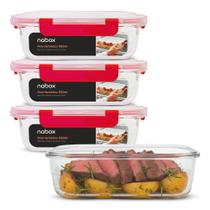 4 Potes Herméticos Vidro Travas Mais Firmes Premium 1520ml