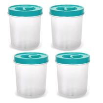 4 Potes Mantimentos Redondo C/ Tampa Rosca Avulso Transp 1L