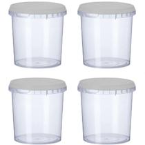 4 Potes Para Alimentos 500Ml Transparente Com Tampa 11X9,5Cm