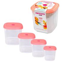 4 potes plástico mantimentos freezer microondas marmita vasilha tapoer tupperware tapuer sanremo