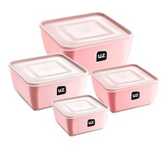 4 Potes Porta Mantimentos Quadrado Prem. Multiuso Uz298 Rosa 4 Potes Porta Mantimentos Quadrado Prem. Multiuso Uz298 Rosa