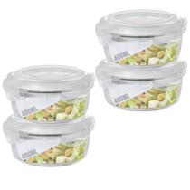 4 Potes Vidro 400ML Microondas Alimento Rodondo Hermetico