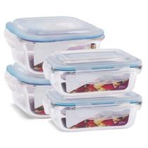 4 Potes Vidro Herméticos Tampa Silicone Vedação 370ml 800ml