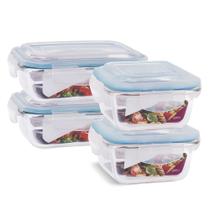 4 Potes Vidro Herméticos Tampa Silicone Vedação 640ml 320ml