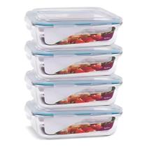 4 Potes Vidro Retangular Hermética 1520ml Quality House 4 Potes Vidro Retangular Hermética 1520ml Quality House