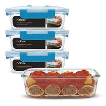 4 Potes Vidro Tampa Hermética 1040ml Marmitas Travas Premium