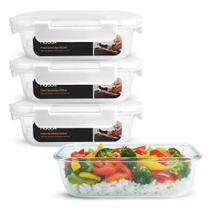 4 Potes Vidro Tampa Hermética 640ml Marmita Travas Premium