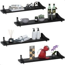 4 Prateleiras De Madeira Estilo Industrial Suspensa Max50p