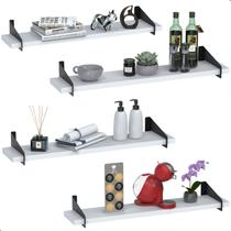 4 Prateleiras De Madeira Estilo Industrial Suspensa Max60p