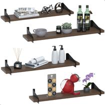 4 Prateleiras De Madeira Estilo Industrial Suspensa Max60p