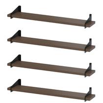 4 Prateleiras Suspensa Estilo Industrial Madeira 50cm FS P