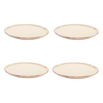 4 Pratos Raso de Cerâmica Tailandesa Laguna OFF 27cm - Cozinha Decorada Restaurante- 4 Peças.