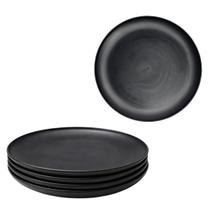 4 Pratos Raso Preto 26,5cm Grande Reforçado Oriental