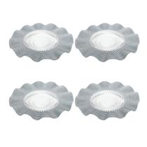 4 Pratos Transparente Vidro 20cm + Lugares Americano Cinza 38cm Decoração De Mesa 4 Pratos Transparente Vidro 20cm + Lugares Americano Cinza 38cm Decoração De Mesa
