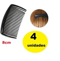 4 presilhas Pente para cabelo Acessório Penteado Preto 8cm