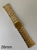 4 Pulseiras de Aço Dourada Terminal Reto 26mm