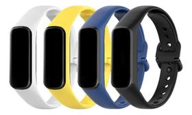 4 Pulseiras De Silicone Para Fit2 R220 Fit 2 R220 Branco/ Amarelo / Azul Marinho / Preto