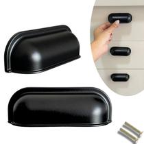 4 Puxador Concha para Gavetas, Móveis, Armários Cor Preto