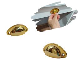 4 Puxador Concha para Gavetas, Móveis, Armários Dourado