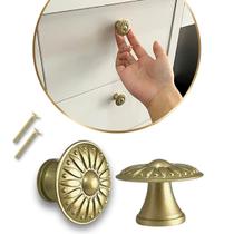 4 Puxadores Ponto Colonial Antique feito em metal, 30mm