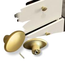 4 Puxadores Ponto Oval Dourado Fosco, feito em Metal Zamac