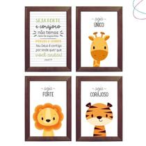 4 Quadro decoração safari infantil moldura e vidro 4 Quadro decoração safari infantil moldura e vidro