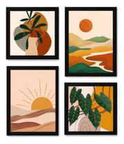 4 Quadros Artes Paisagem Montanhas Vales Decoração