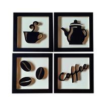 4 Quadros Cantinho Do Café Decorativo em Relevo 4 Quadros Cantinho Do Café Decorativo em Relevo