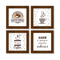 4 Quadros Decorativos Café Boa Ideia Cozinha Copa MDF 15x15