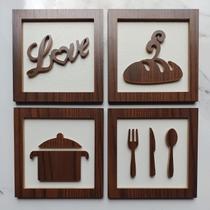 4 Quadros Decorativos Cantinho do Café Coffee Love Casa Copa