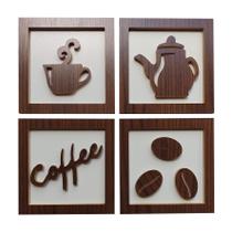 4 Quadros Decorativos Cantinho do Café MDF Relevo 4 Quadros Decorativos Cantinho do Café MDF Relevo