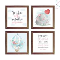 4 Quadros Decorativos Infantil Safari Baby Aquarela menina