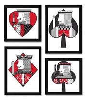 4 Quadros Decorativos Reis Baralho Arte Cartas Poker 4 Quadros Decorativos Reis Baralho Arte Cartas Poker