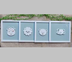4 Quadros Impressos Safari Animais Quarto Infantil 30cm