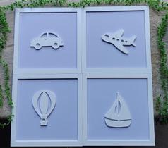 4 Quadros Impressos Viagem Carros Quarto Infantil 30cm