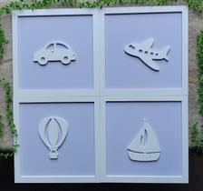 4 Quadros Impressos Viagem Carros Quarto Infantil 30cm