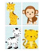 4 quadros tema safari girafa zebra quadro infantil quarto bebe - vinny artes gráficas