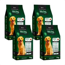 4 Ração Billy Dog Cães Adultos Ossinho Carne - 1Kg