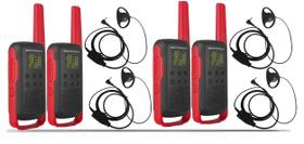 4 Rádios Comunicador Motorola T210BR Walk talk Com Fones de Ouvido Resistentes