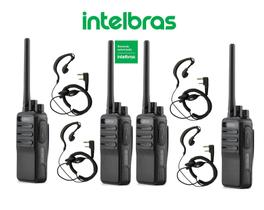 4 Rádios Comunicadores Intelbras RC3002 UHF Com Fones de Ouvido
