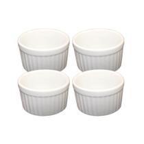 4 Ramequim Porcelana Branca Molheira 90 Ml Porta Vinagrete