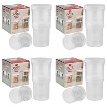 4 Recipiente conserva de alimentos 550ml + Aumenta p/ 1050ml